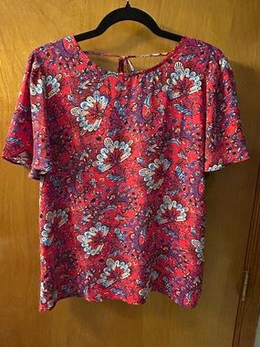 EUC LOFT Paisley Red Blouse- Small